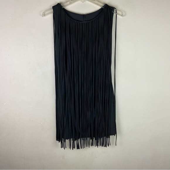 Black full length fringe midi dress - Picture 2 of 6